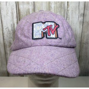 MTV Adjustable Strapback Cap Culturefly Purple Quilted Fleece Hat Patch Logo NWT